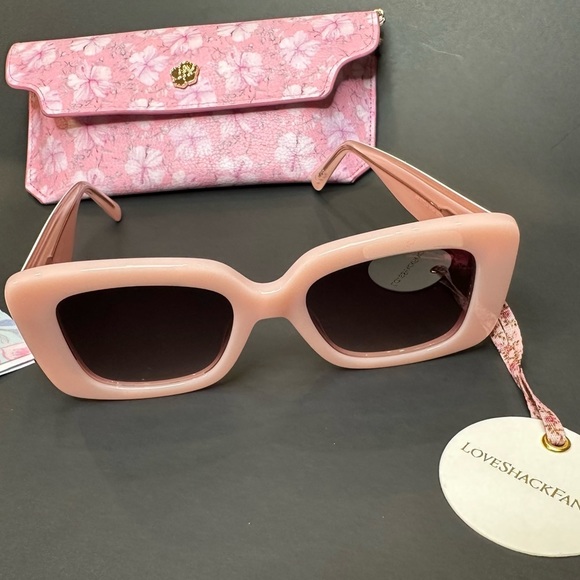 NEW LoveShack Fancy Arietta Square Sunglasses BLUSHING QUARTZ Floral Pink NWT - Picture 5 of 12